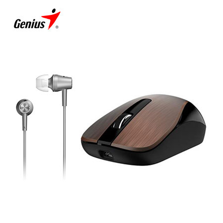 MOUSE GENIUS + AUDIFONO HS-M360 MH-8015 IRON CHOCOLATE/SILVER (PN 31280002404)